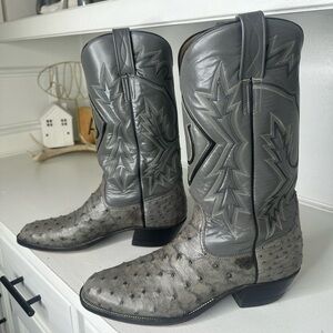 Custom Armando’s Gray Ostrich Cowboy Boots Men’s ~10.5B Handmade Texas Horseshoe
